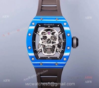 Replica Richard Mille Skull Blue Bezel RM 52-01 Watch for men watches