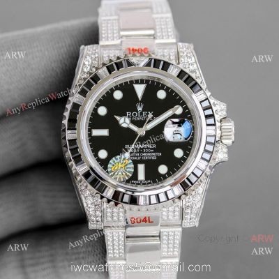 JH Factory Copy Rolex Submariner Iced Out Watch Swiss 2836 Diamond Band watches
