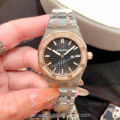 Clone Audemars Piguet Royal Oak Ladies Watch Two Tone Rose Gold Diamond watches