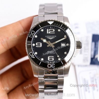 Swiss Clone Longines Hydroconquest Watch Black Dial Stainless Steel Case watches
