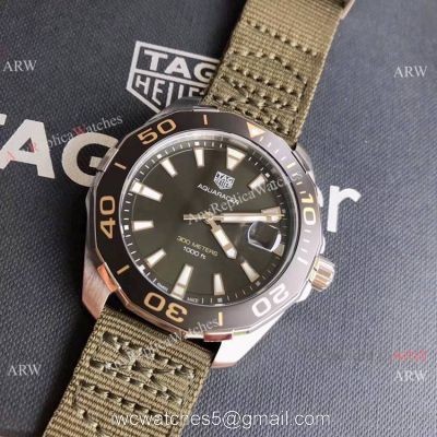 2020 AAA Replica Tag Heuer Aquaracer 300 meters Watch Military Green Face Ceramic Bezel watches