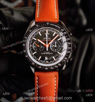 Best Quality Omega Speedmaster Racing Watch Black Case Brown Leather Strap watches