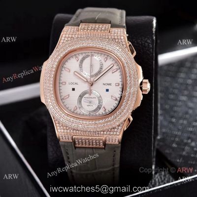Japan Grade Patek Philippe Nautilus Diamonds Watches Rose Gold White Face watches