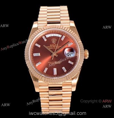 (GM) Swiss 2836 Rolex Day-Date 40mm Watch Chocolate Dial Diamond Markers watches