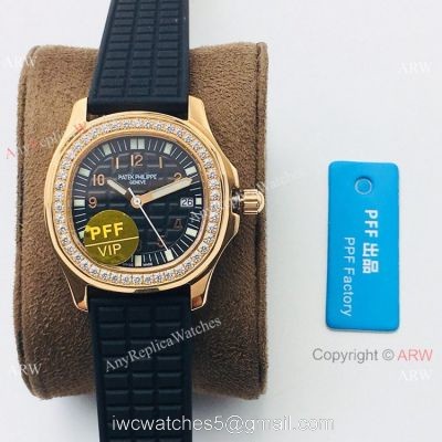 PFF Swiss Patek Philippe Aquanaut Luce Quartz Watch Rose Gold Black Dial watches