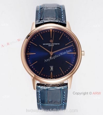 AI Factory Swiss Grade Vacheron Constantin Patrimony Watch Rose Gold Blue Dial watches