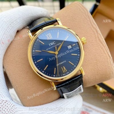 Knock off IWC Portofino 40mm Watches Yellow Gold Blue Dial watches