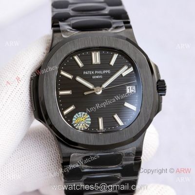 PPF Factory Copy Patek Philippe Nautilus Solid Black 40mm Watch Swiss AAA Copy watches