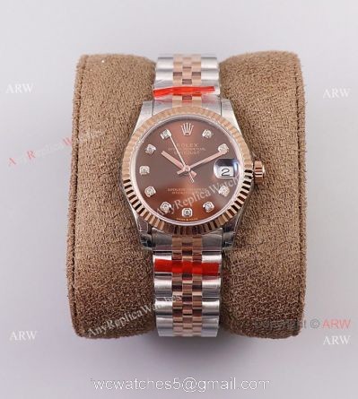 (TW) 11 Best Clone Rolex Datejust Chocolate Diamond Dial Watch 31mm Midsize watches