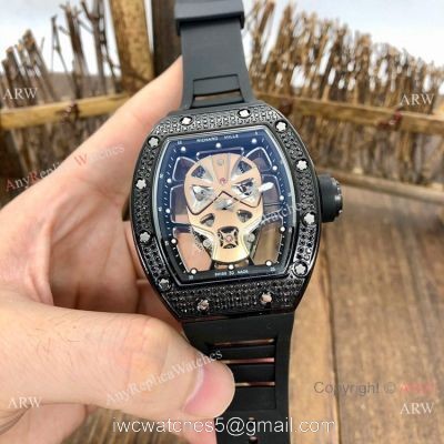 NEW! Copy Richard Mille RM52-06 Mask Watches Rose Gold Skull Diamond Case watches