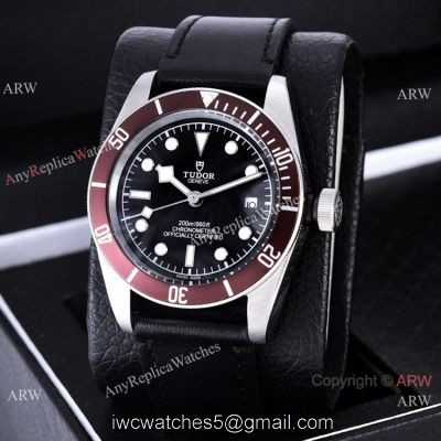 Clone Tudor Heritage Black Bay Automatic Watches Dark Red Bezel Silver Case watches