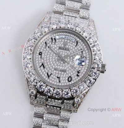 Best Replica Rolex New Oyster Perpetual Pearlmaster 39 Watch Iced Out Arabic Scripts Markers watches