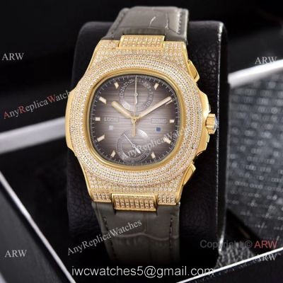 Japan Grade Patek Philippe Nautilus Diamonds Watches Yellow Gold Gray Gradient Dial watches