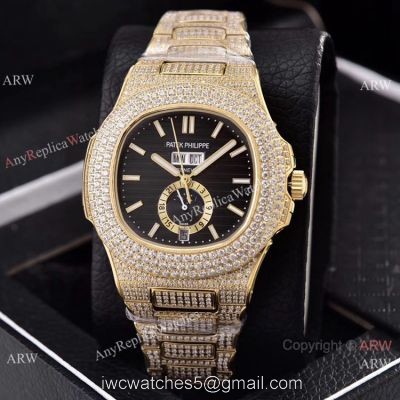 Patek Philippe Annual Calendar Full Diamonds 41mm Watches All Gold Case watches