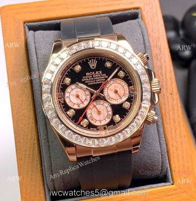 Copy Rolex Daytona Diamond Watch Rose Gold Oysterflex Strap watches