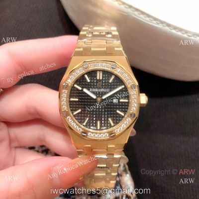 Clone Audemars Piguet Royal Oak Women Watch Diamond Bezel All Gold watches