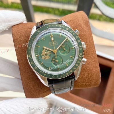 Buy Replica Omega Speedmaster Apollo Eleven Watches Green Dial Moonshine Gold Case watches