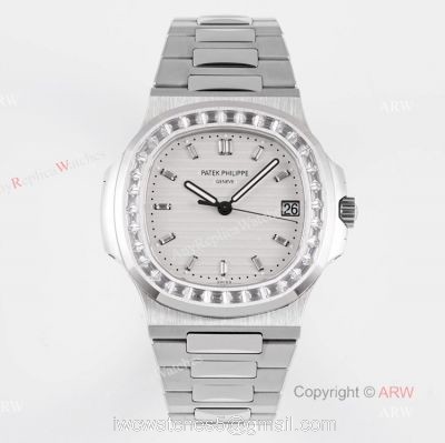 (PPF) V4 Version Best Replica Patek Philippe Diamond Watch With White Dial Diamond Markers watches