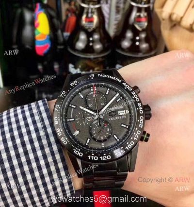 New Copy Tag Heuer Carrera Heuer 01 Black Steel Watch 43mm watches