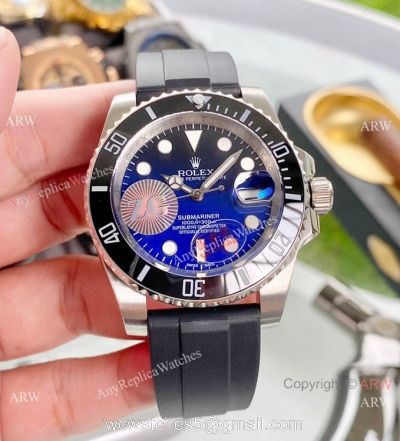 Fake Rolex Submariner D-Blue Dial Rubber Strap Watch 40mm watches