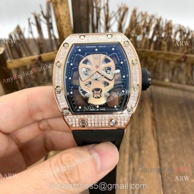 NEW! Replica Richard Mille RM52-06 Tourbillon Mask Watches Rose Gold Diamond watches