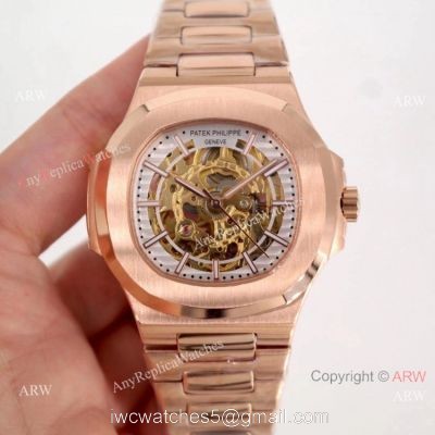 Copy Patek Philippe Skeleton Nautilus Watches Rose Gold watches