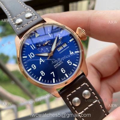 Copy IWC Pilot Mark XVIII Watches Rose Gold Blue Dial 44mm watches