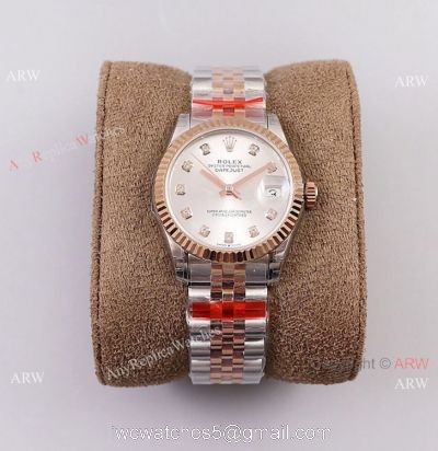(TW) Super Clone Rolex Datejust 31mm Midsize Watch Two Tone Rose Gold Silver Dial watches