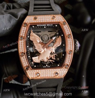Unique Model Richard Mille RM 57-05 Eagle Dial With Rose Gold Diamonds Watch Replica watches