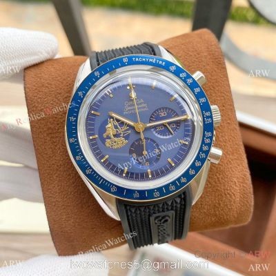 Nice Quality Omega Apollo 11 Chronograph Watches Blue Rubber Strap 2-Tone watches