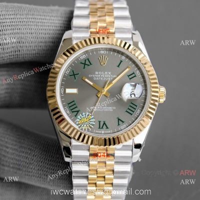 (TW) Swiss Copy Rolex Datejust II Green Roman Two Tone Watch 41mm watches
