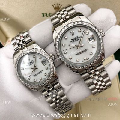 36mm and 31mm Copy Rolex Datejust Jubilee White Mother of Pearl Watch watches
