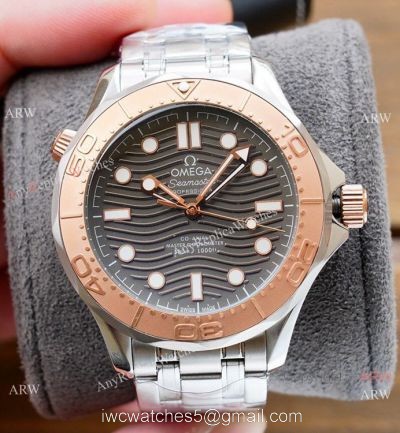 New! Replica Omega Seamaster Diver 300m Watches 2-Tone Rose Gold watches