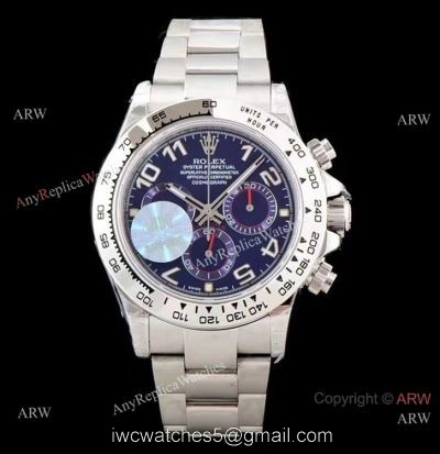 Best 1:1 Swiss Replica Rolex Daytona JH 4130 Chronograph Watch Blue Arabic Dial watches