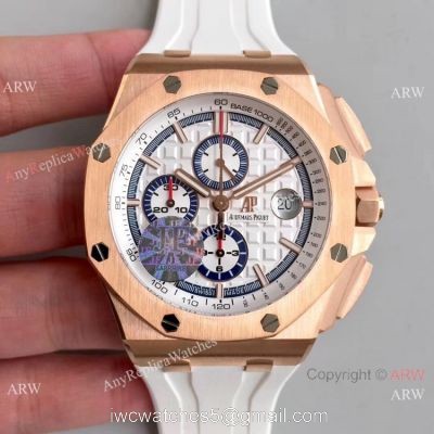 (JF) Replica Audemars Piguet Royal Oak Offshore JF Factory 3126 V2 Chronograph Watch Rose Gold and White watches