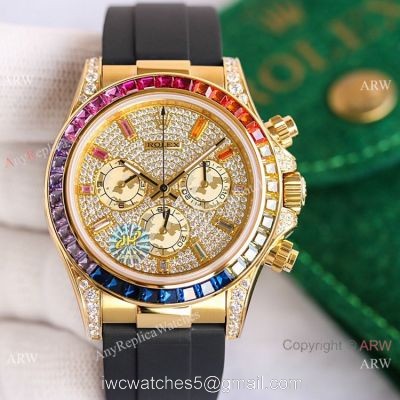 Swiss Replica Rolex Daytona Iced Out Diamond Dial Watch Swiss 7750 Movement watches