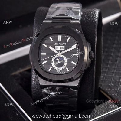 Solid Black Patek Philippe Annual Calendar Copy Watches 39.5mm watches