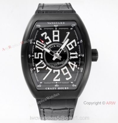 ABF Swiss Grade Franck Muller Vanguard V45 CRAZY HOUR Watch All Black watches