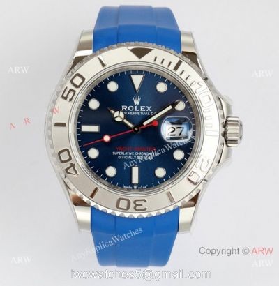 EW Factory Rolex Yacht Master 40mm Swiss 3235 904L Blue Rubber Watch AAA Replica watches