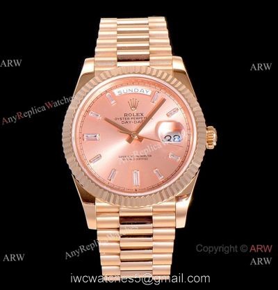(GM) New Copy Rolex Day-Date 40mm Swiss 2836 Champagne Dial with Diamonds watches