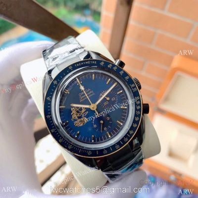 New Style Replica Omega Apollo 11 Chronograph Watch Gold Black watches