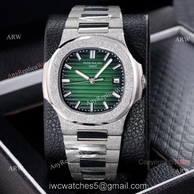New Replica Patek Philippe Frosted Watch D-Green Dial w-Luminous Markers watches