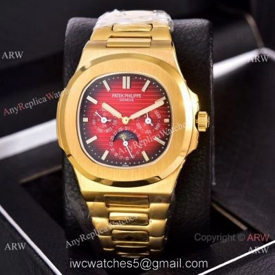 Knockoff Patek Philippe Nautilus Moon Phase Red Gradient Dial Watches 40mm watches