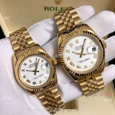 Buy Copy Rolex Datejust Jubilee 36mm and 31mm Watches All Gold White Roman watches
