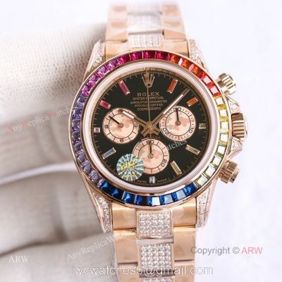 Best Replica Rolex Rose Gold Rainbow Daytona Swiss 7750 Automatic Watch For Men watches