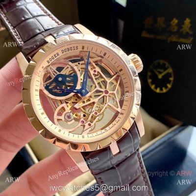New Copy Roger Dubuis Excalibur 46mm Rose Gold Hollow Watch watches