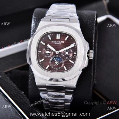 Knockoff Patek Philippe Nautilus Moon Phase 40mm Watches Stainless Steel Brown Dial watches