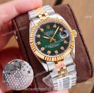 Swiss Quality Rolex Datejust Watches Two Tone Green Dial watches