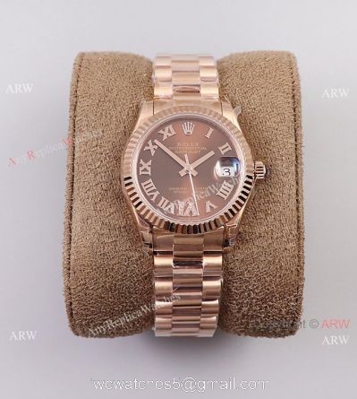 (TW) Swiss Fake Presidential Rolex Oyster Perpetual Datejust 31mm Watch Chocolate with Roman Dial watches