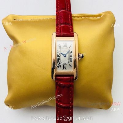 2020 Replica Cartier Tank Americaine Swiss Quartz Rose Gold Watches Lady Size watches